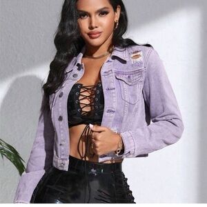 Stylish Lavender Denim Jacket
